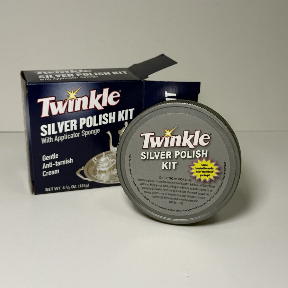 Twinkle Silver Polish Kit 4.4 oz Anti Tarnish Cream w/ Sponge CASE OF 12 NEW - Picture 2 of 4